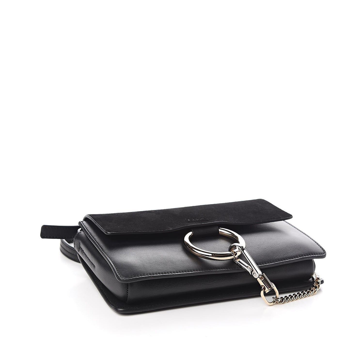 Suede Calfskin Small Faye Shoulder Bag Black