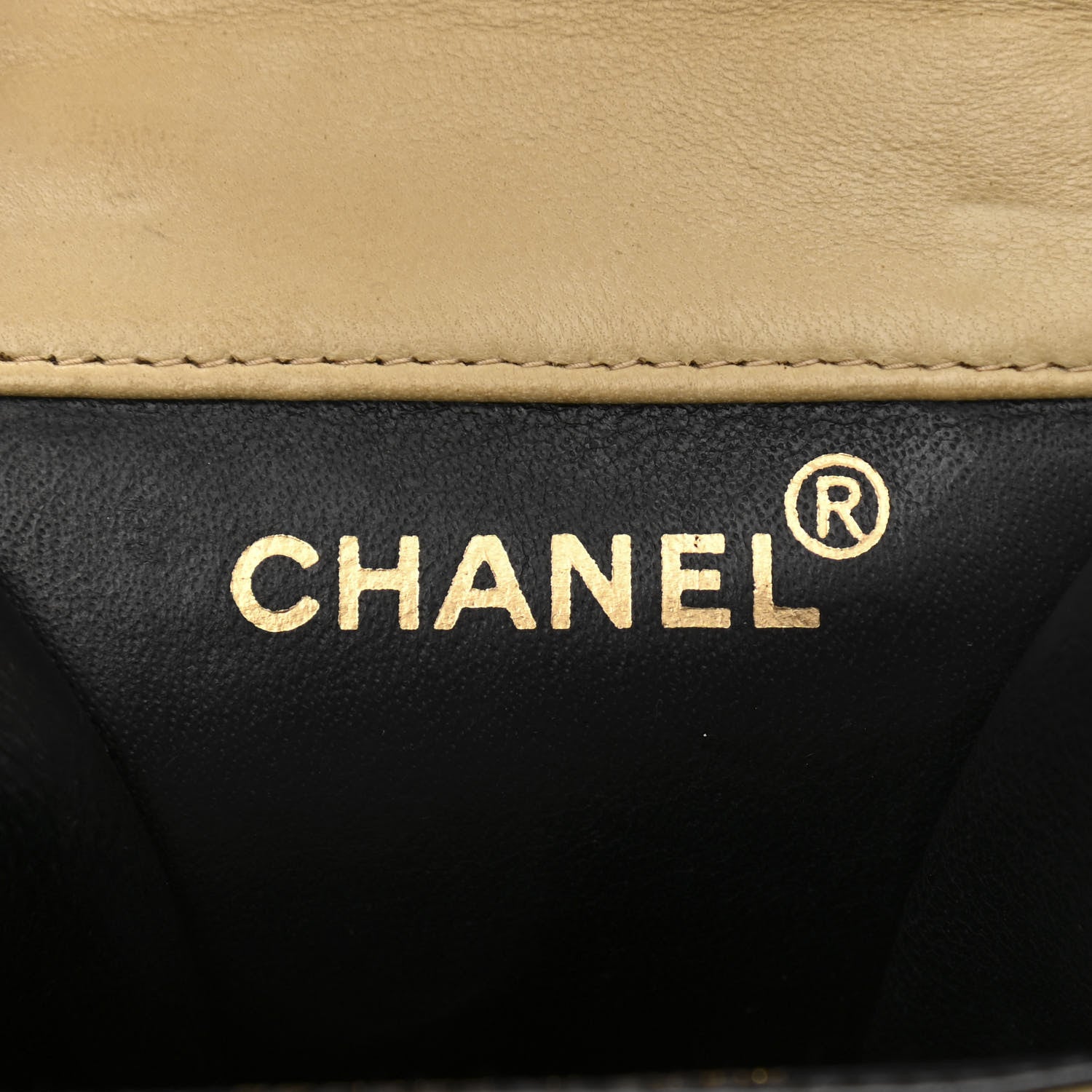 Chanel Lambskin Quilted Mini Flap Pouch Beige Black 6 of 11