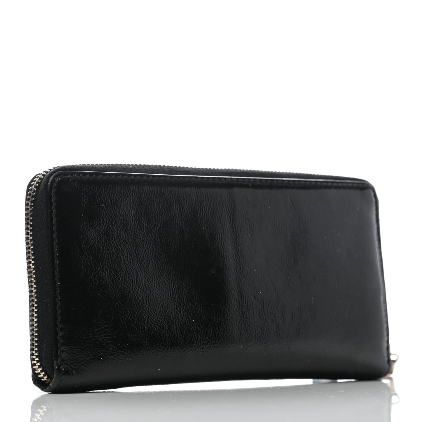 Textured Patent Monogram Belle De Jour Zip Around Wallet Black