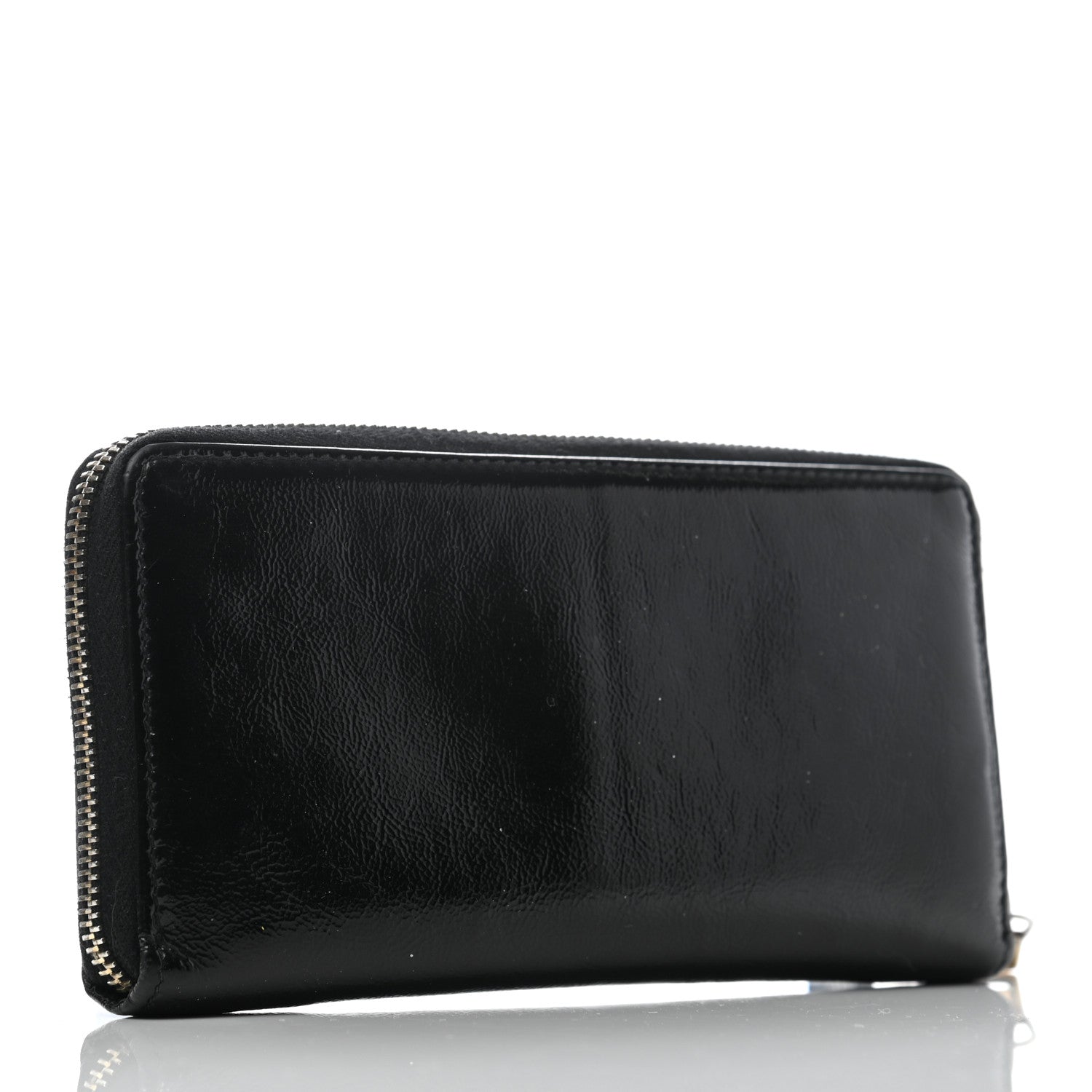 Saint Laurent Textured Patent Monogram Belle De Jour Zip Around Wallet Black 3 of 9