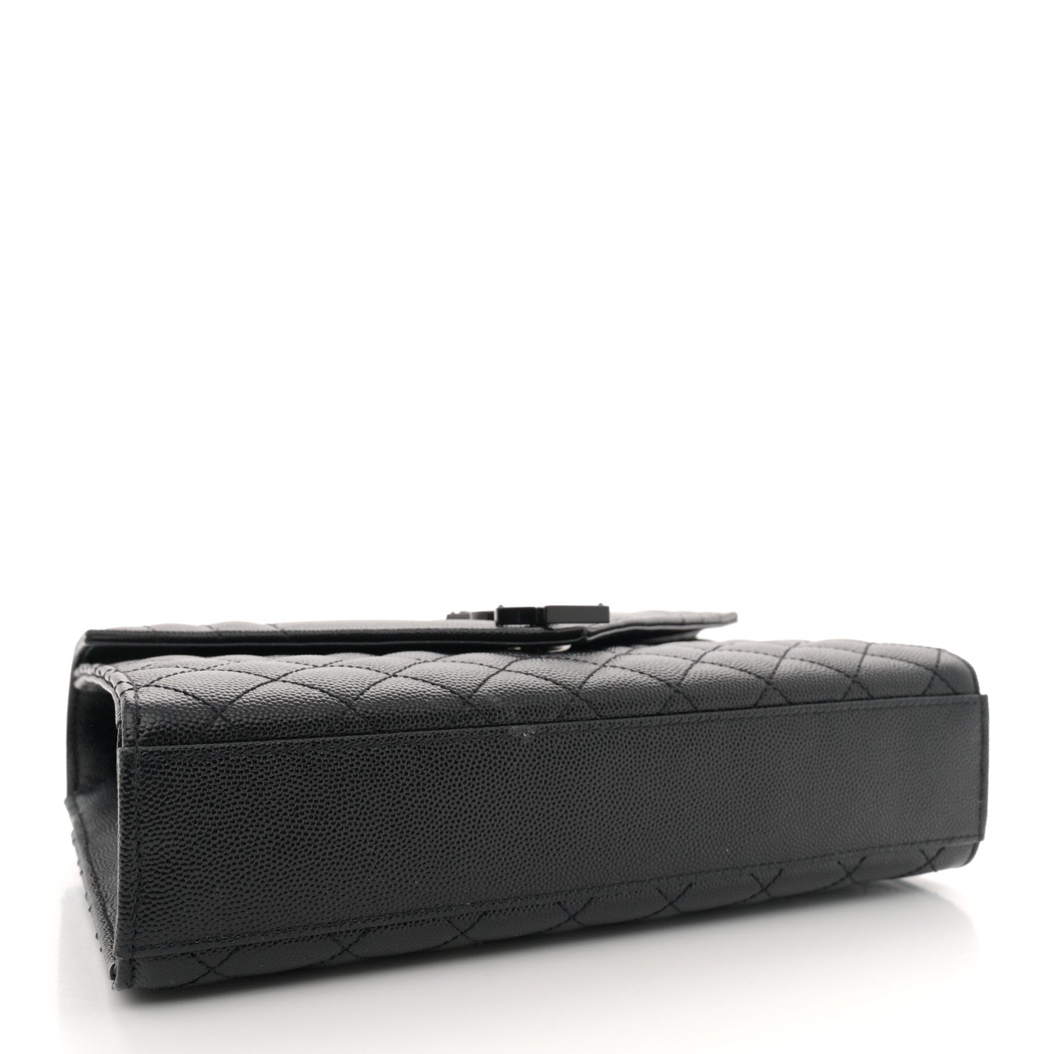 Saint Laurent Grain De Poudre Textured Mixed Matelasse Triquilt Medium Monogram Monochrome Satchel Black 4 of 11