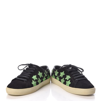 Saint Laurent Suede Star Court Sneakers 36.5 Black Green Fluo 6 of 11