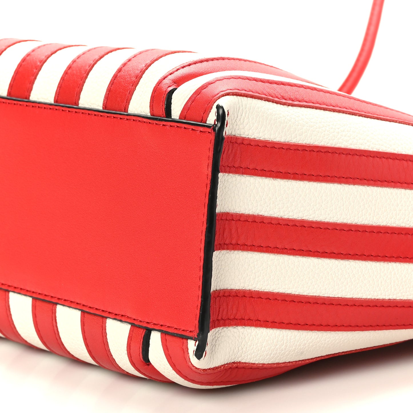Calfskin Grid Flamenco Knot Tote Red White