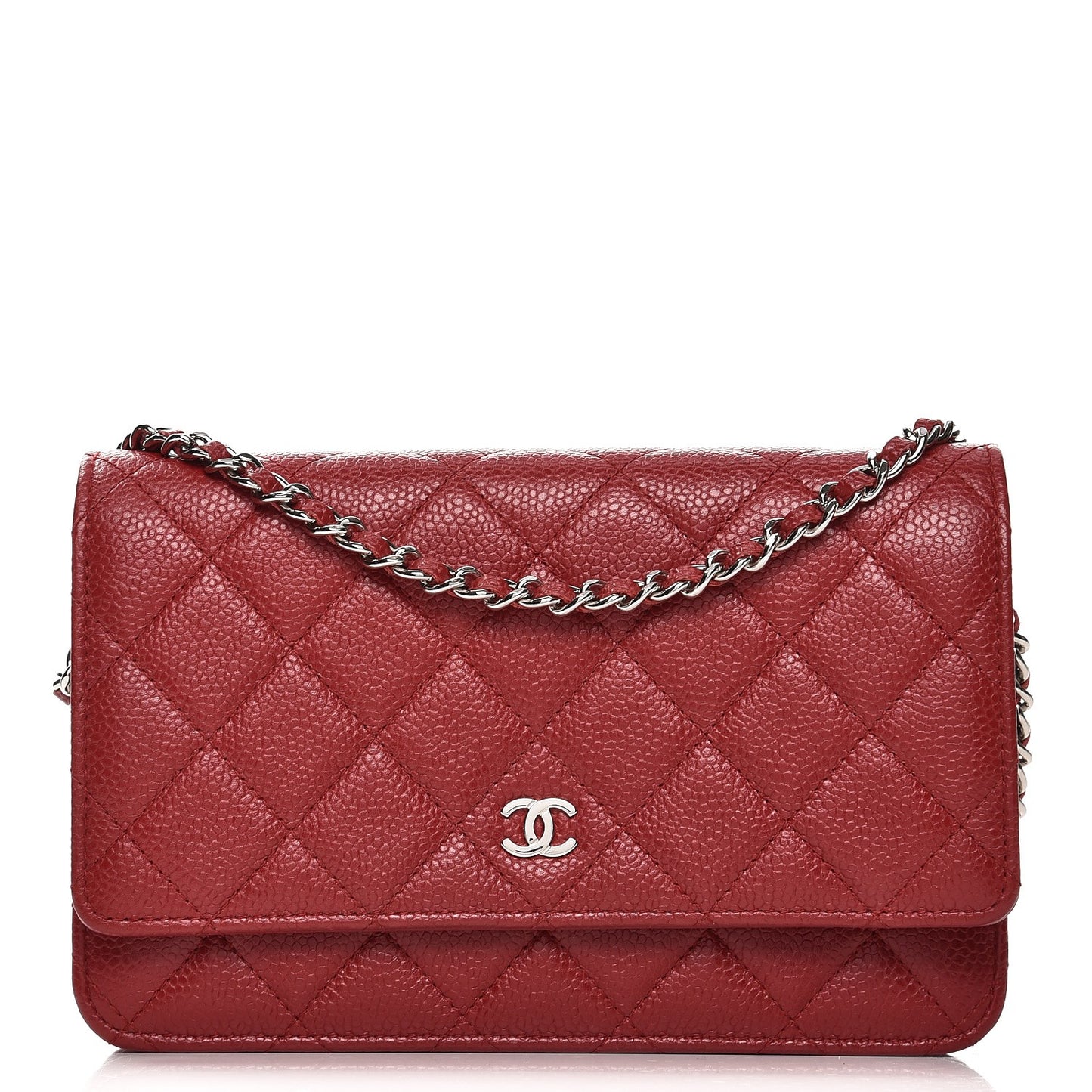 Caviar Quilted Wallet on Chain WOC Red