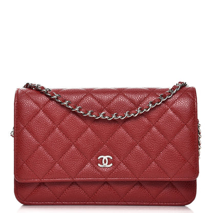 Chanel Caviar Quilted Wallet on Chain WOC Red 10 of 18