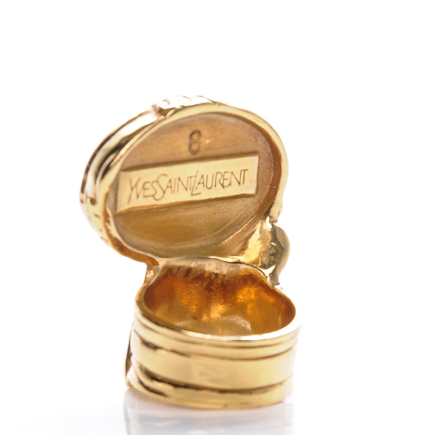 Glass Cabochon Arty Ovale Ring 8 Gold Pink