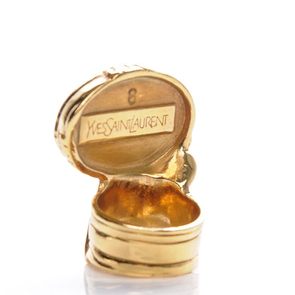 Saint Laurent Glass Cabochon Arty Ovale Ring 8 Gold Pink 3 of 4