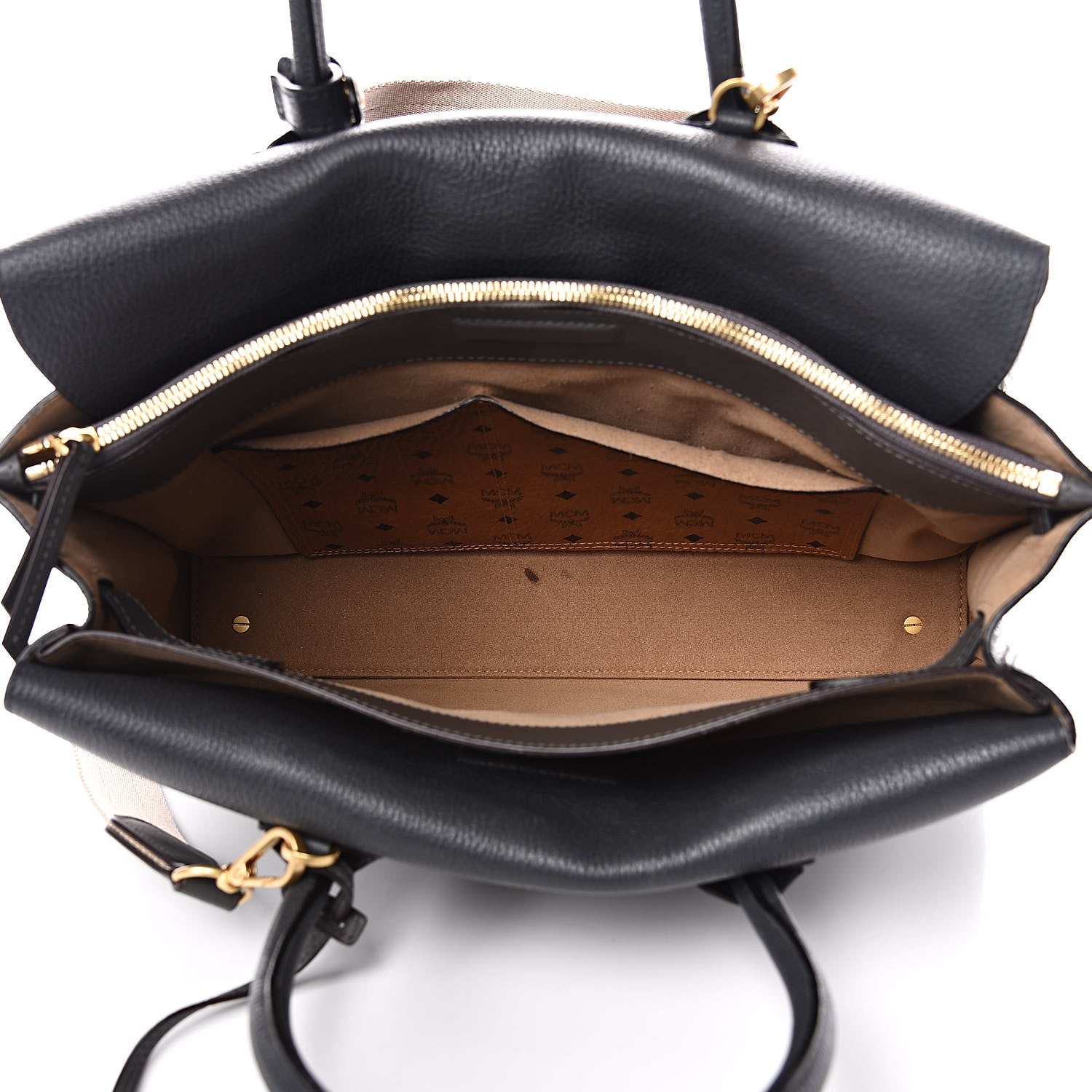 MCM Grained Calfskin Medium Milla Tote Phantom Grey 6 of 15