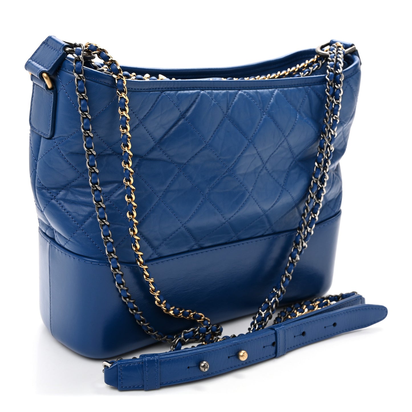 Aged Calfskin Quilted Medium Gabrielle Hobo Blue