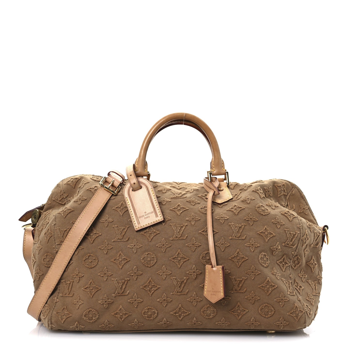 Denim Monogram Stone Speedy Bandouliere 35 Caramel