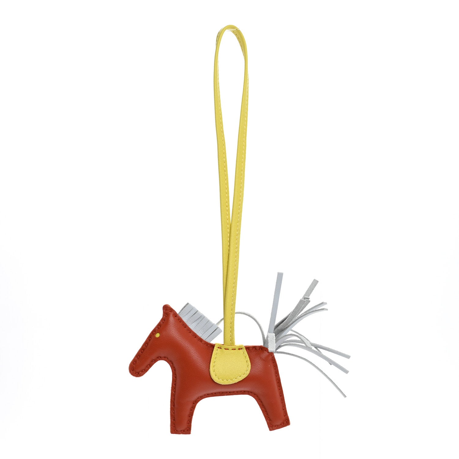 Hermes Milo Lambskin Grigri Rodeo Horse Bag Charm PM Cornaline Bleu Brume Lime 1 of 4