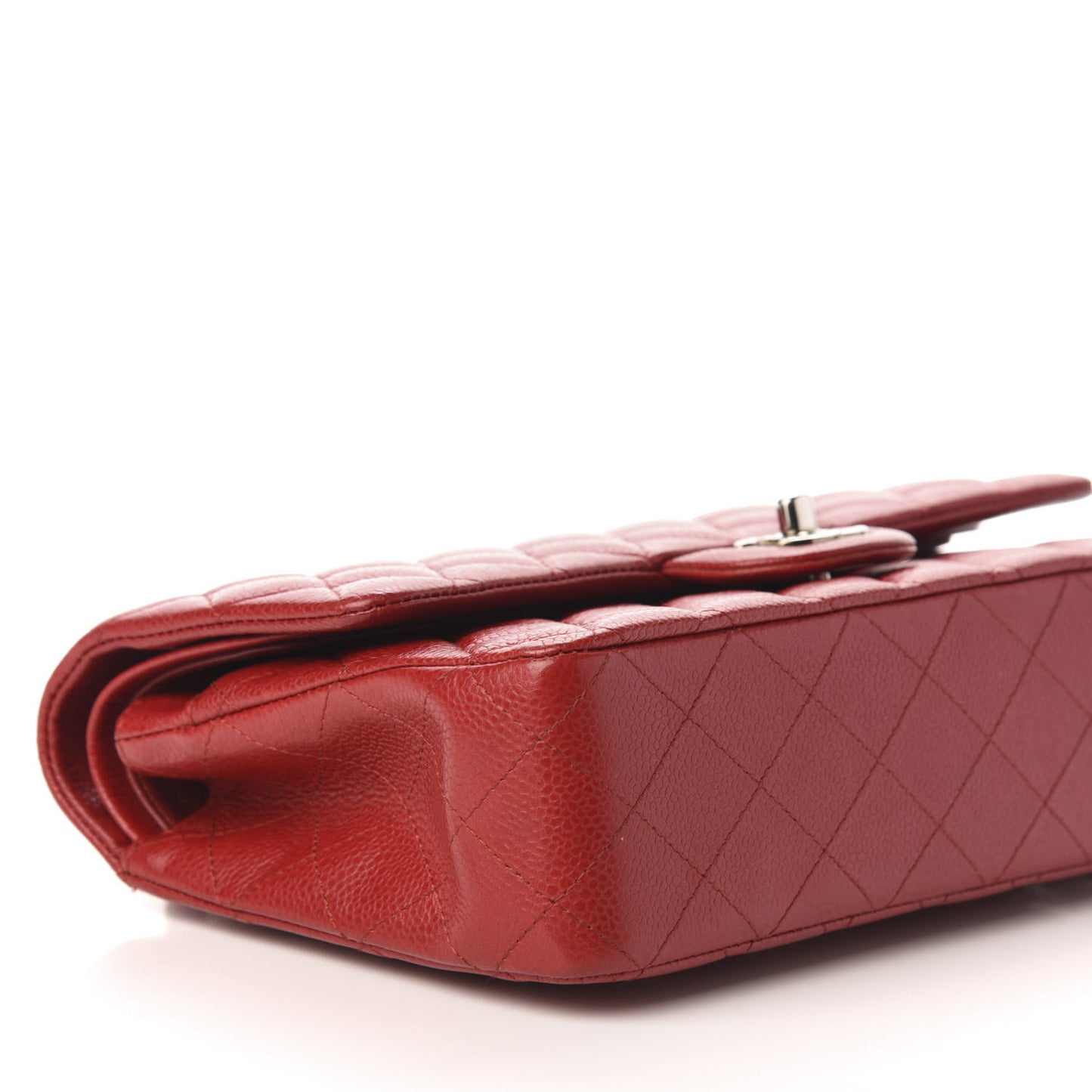 Caviar Quilted Medium Double Flap Dark Red