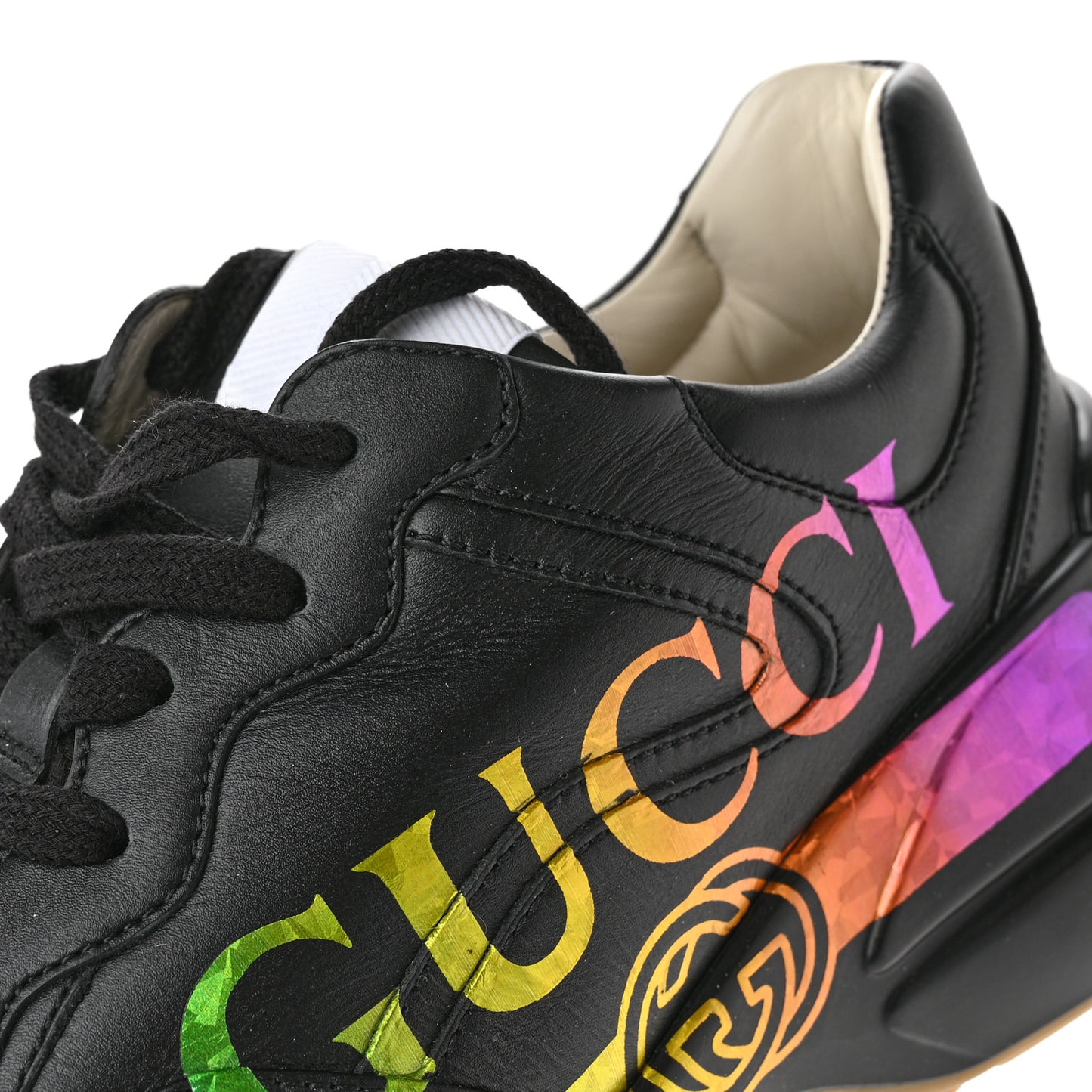 Calfskin Iridescent Logo Womens Rhyton Sneakers 40 Black