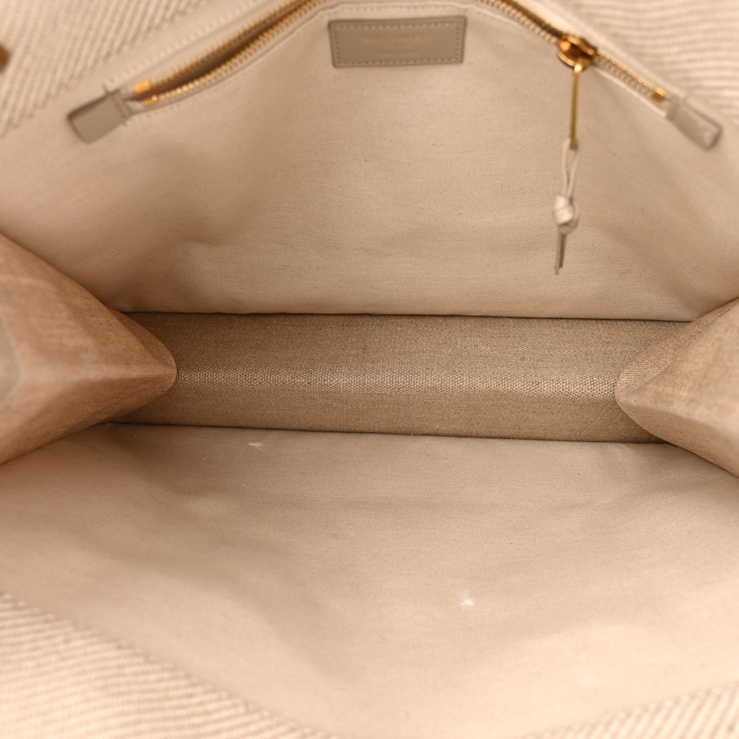 Linen Calfskin Small Rive Gauche Tote Beige Sea Salt