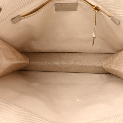 Saint Laurent Linen Calfskin Small Rive Gauche Tote Beige Sea Salt 5 of 12