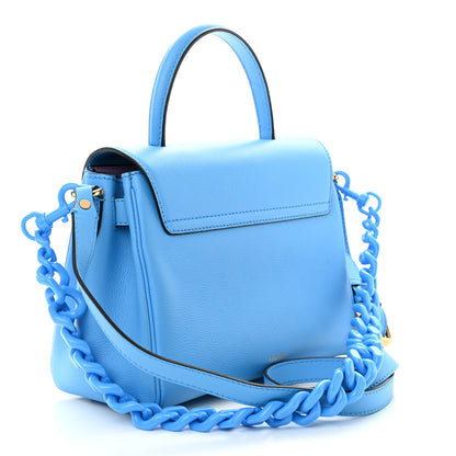 Versace Calfskin Medium La Medusa Top Handle Handbag Blue 3 of 12