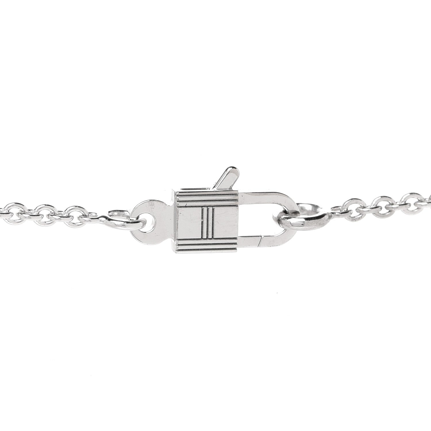 Hermes 18K White Gold Diamond Kelly Amulettes Pendant Necklace 4 of 6