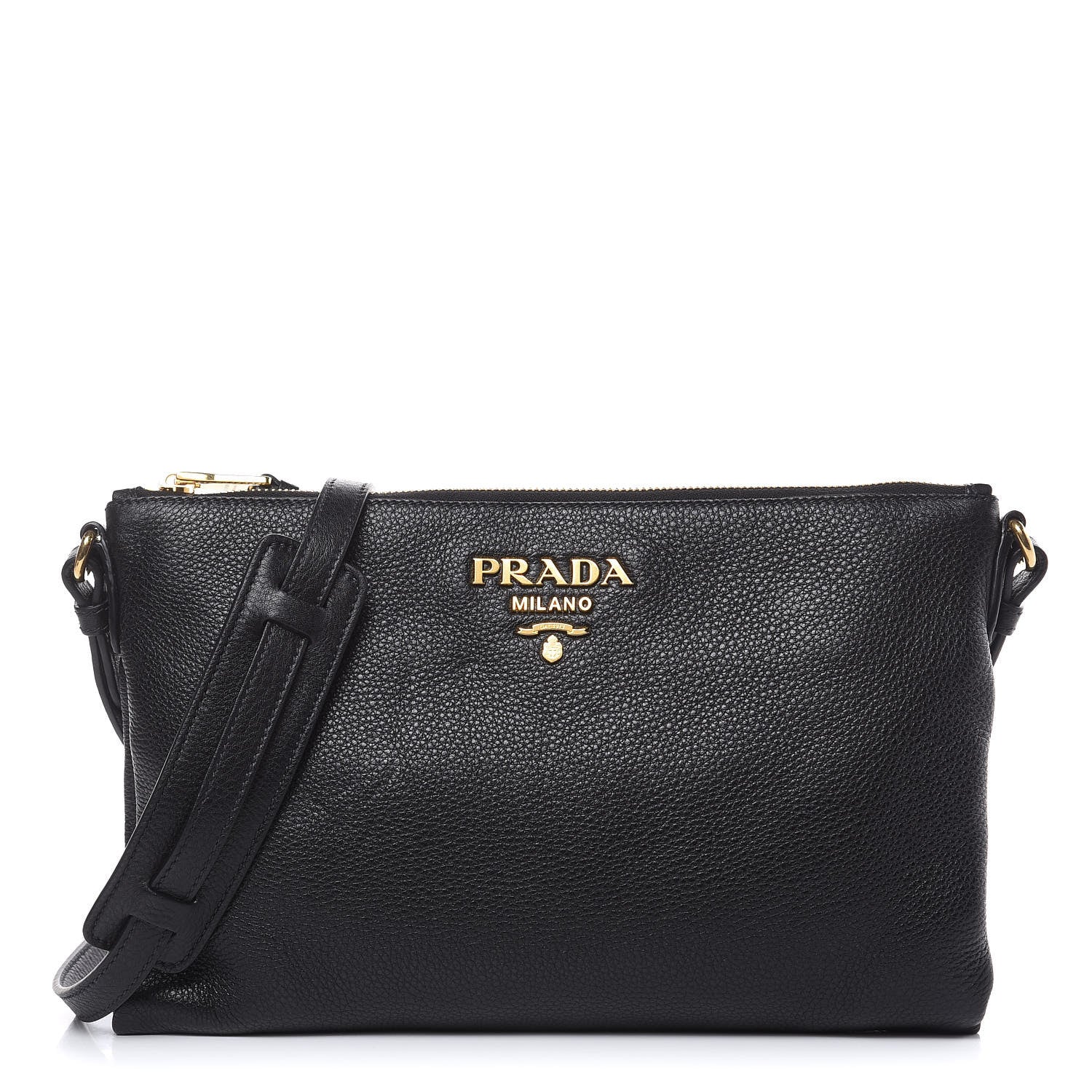 Prada Vitello Daino Crossbody Bag Black 1 of 11