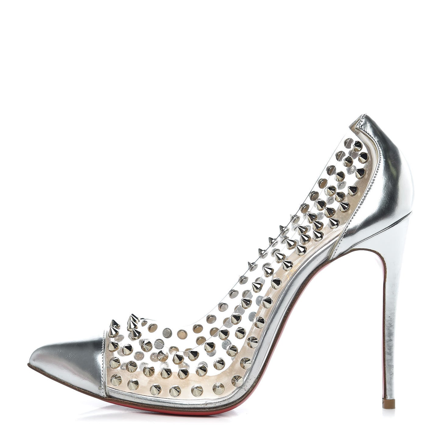 PVC Metallic Gloss Spike Me 100 Pumps 38 Silver