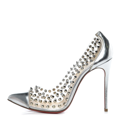 Christian Louboutin PVC Metallic Gloss Spike Me 100 Pumps 38 Silver 1 of 14