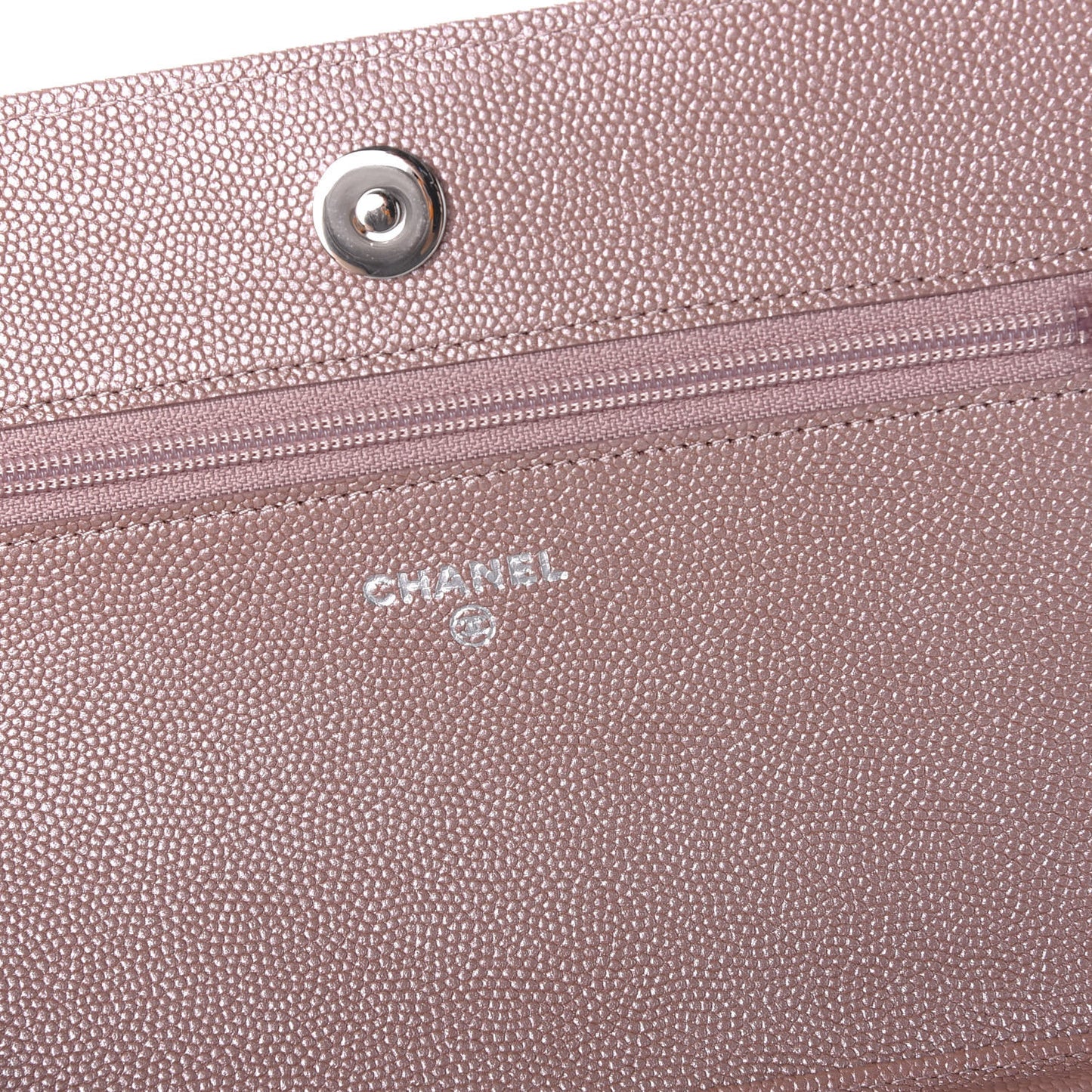 Metallic Caviar Chevron Quilted Vintage Mademoiselle Wallet On Chain WOC Pink