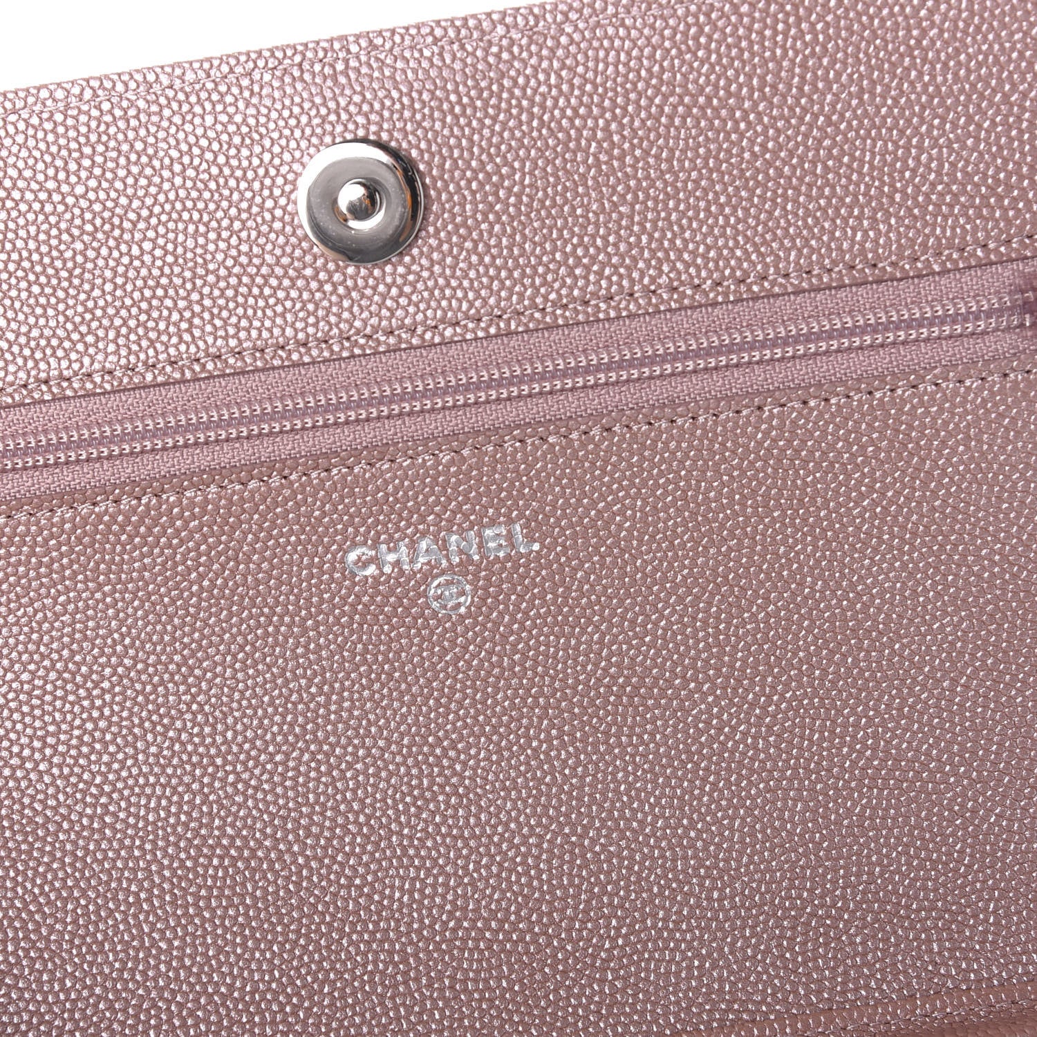 Chanel Metallic Caviar Chevron Quilted Vintage Mademoiselle Wallet On Chain WOC Pink 5 of 10
