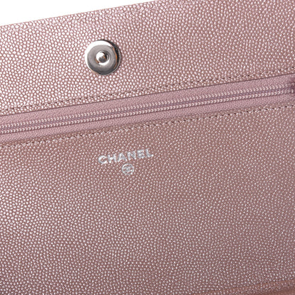 Chanel Metallic Caviar Chevron Quilted Vintage Mademoiselle Wallet On Chain WOC Pink 5 of 10