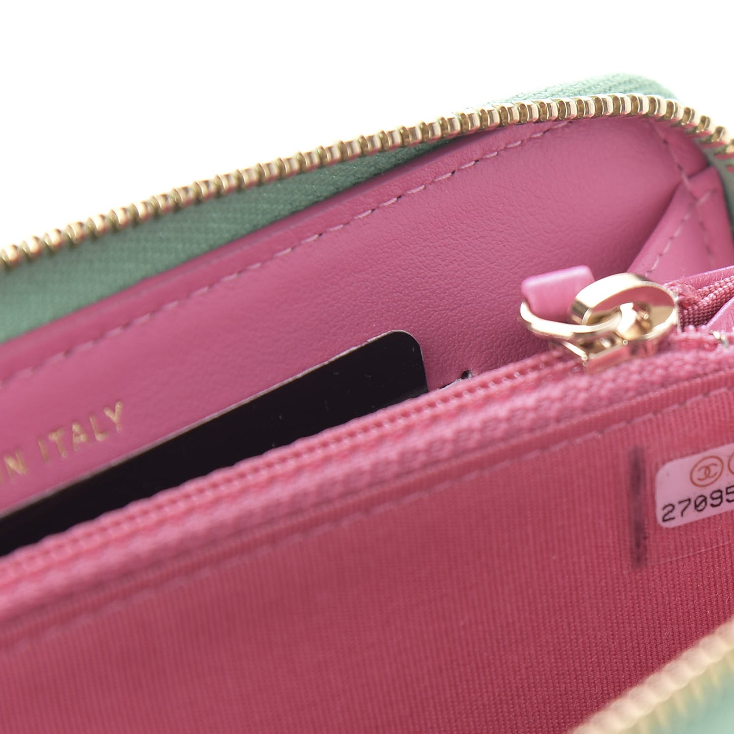 Caviar Quilted Medium Filigree Zip Around Wallet Pink Blue Green
