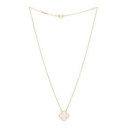 Van Cleef & Arpels 18K Yellow Gold Mother of Pearl Vintage Alhambra Pendant Necklace 4 of 5