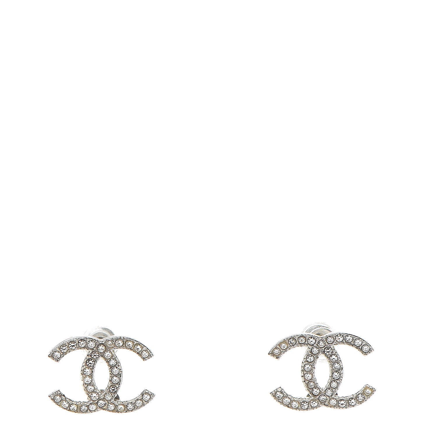 Chanel Crystal CC Earrings Silver 1 of 4