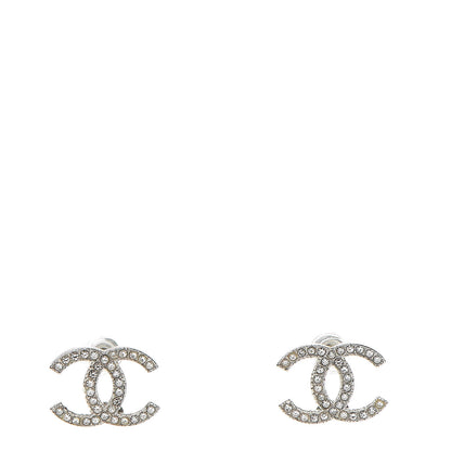 Chanel Crystal CC Earrings Silver 1 of 4