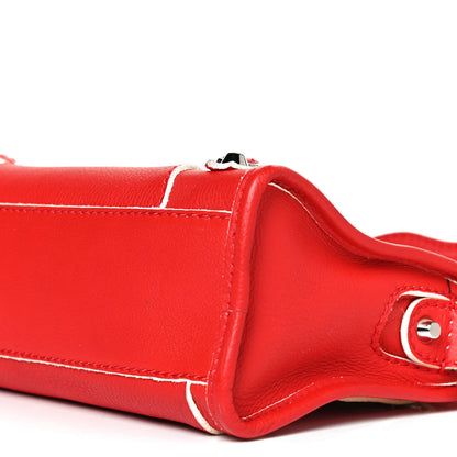 Balenciaga Supple Grained Calfskin Classic Silver Hardware Highlight Mini City Rouge Fraise 10 of 12