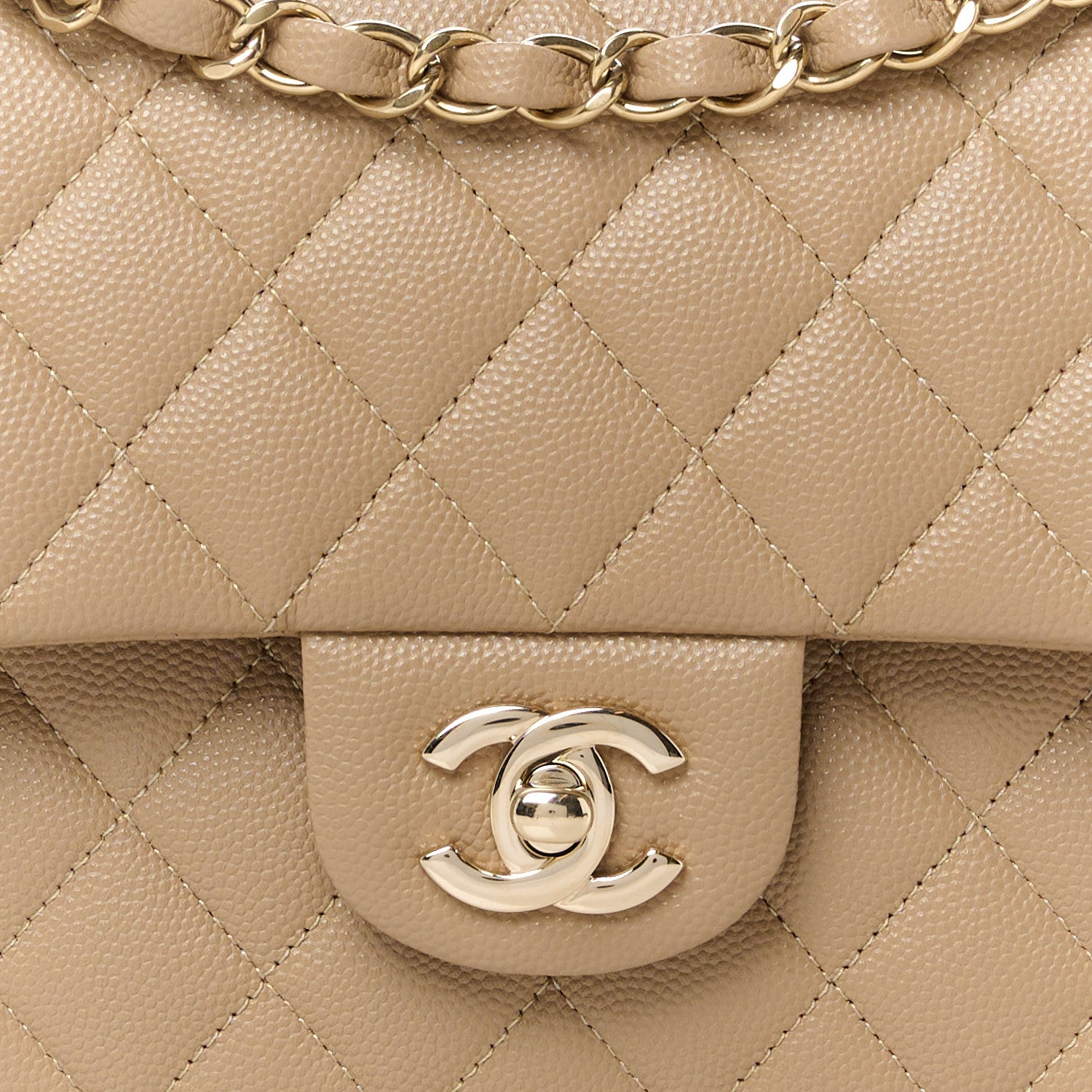 Chanel Caviar Quilted Medium Double Flap Dark Beige 9 of 12