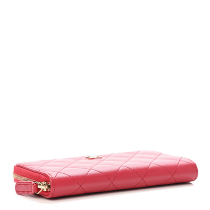 Chanel Lambskin Quilted Small Zip Around Wallet Dark Pink 3 of 4