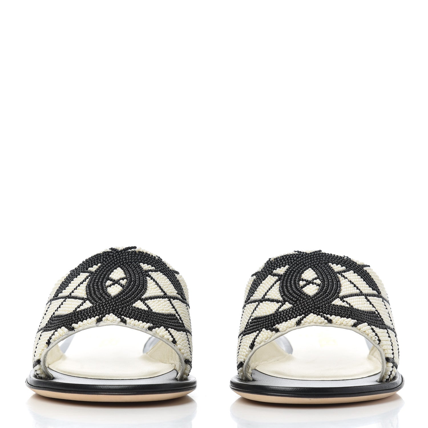 Chanel Pearl Embroidery CC Mules 35 Black White 2 of 9