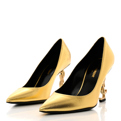 Saint Laurent Calfskin Opyum 100 Pumps 37 Gold 3 of 11