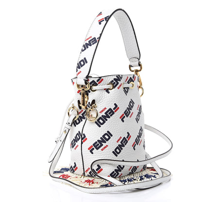 Fendi X FILA Calfskin F is Fendi Mania Fringe Mini Mon Tresor Bucket Bag White 3 of 10