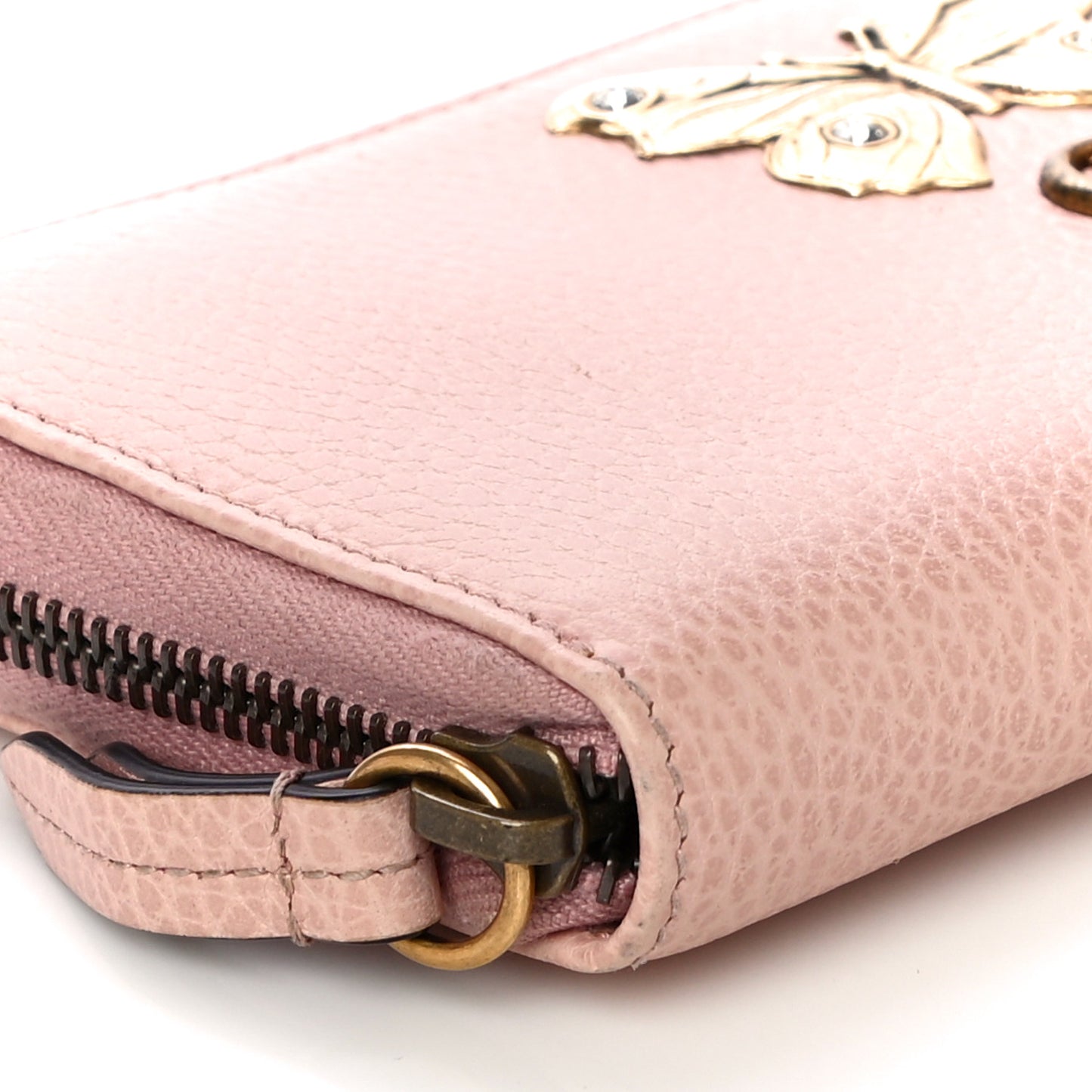 Calfskin Butterfly Farfalla Zip Around Wallet Perfect Pink