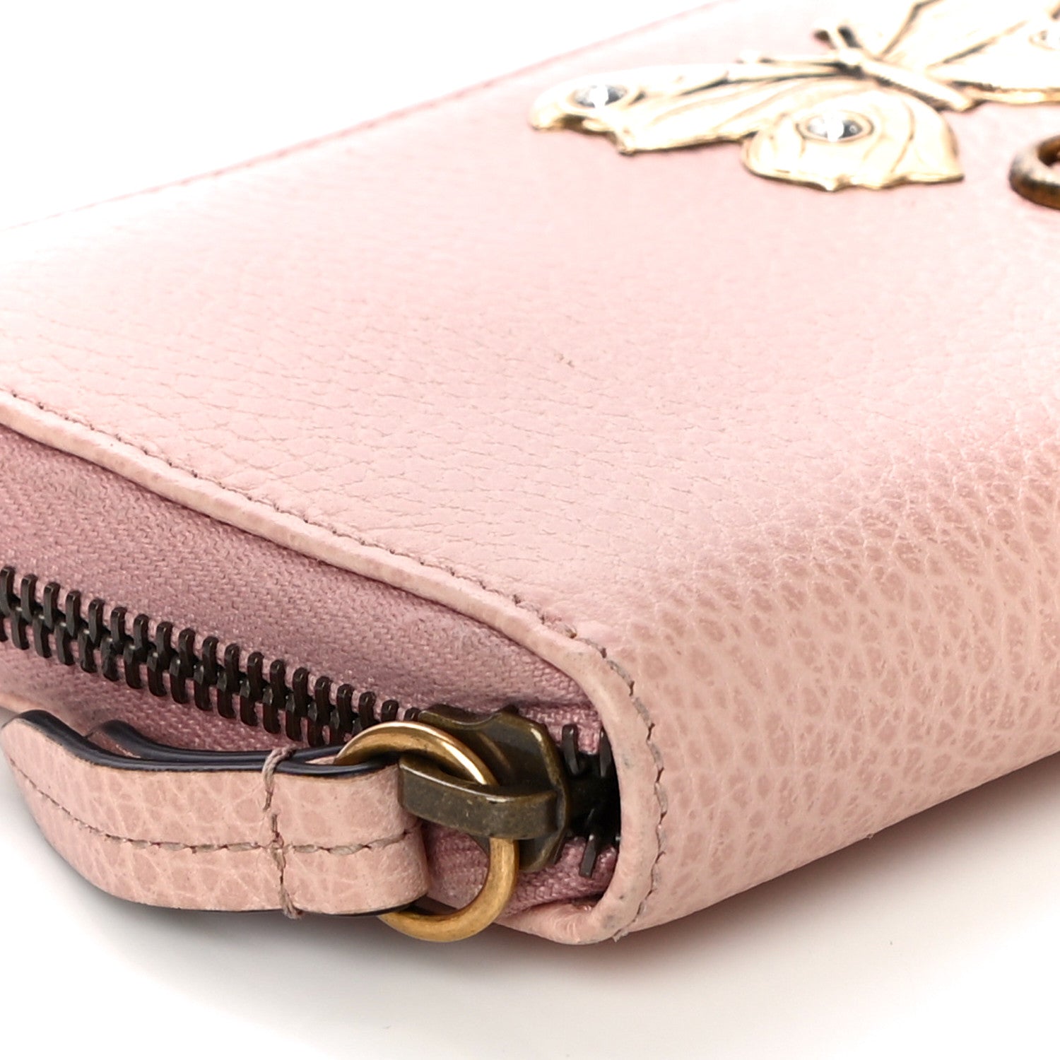 Gucci Calfskin Butterfly Farfalla Zip Around Wallet Perfect Pink 8 of 13