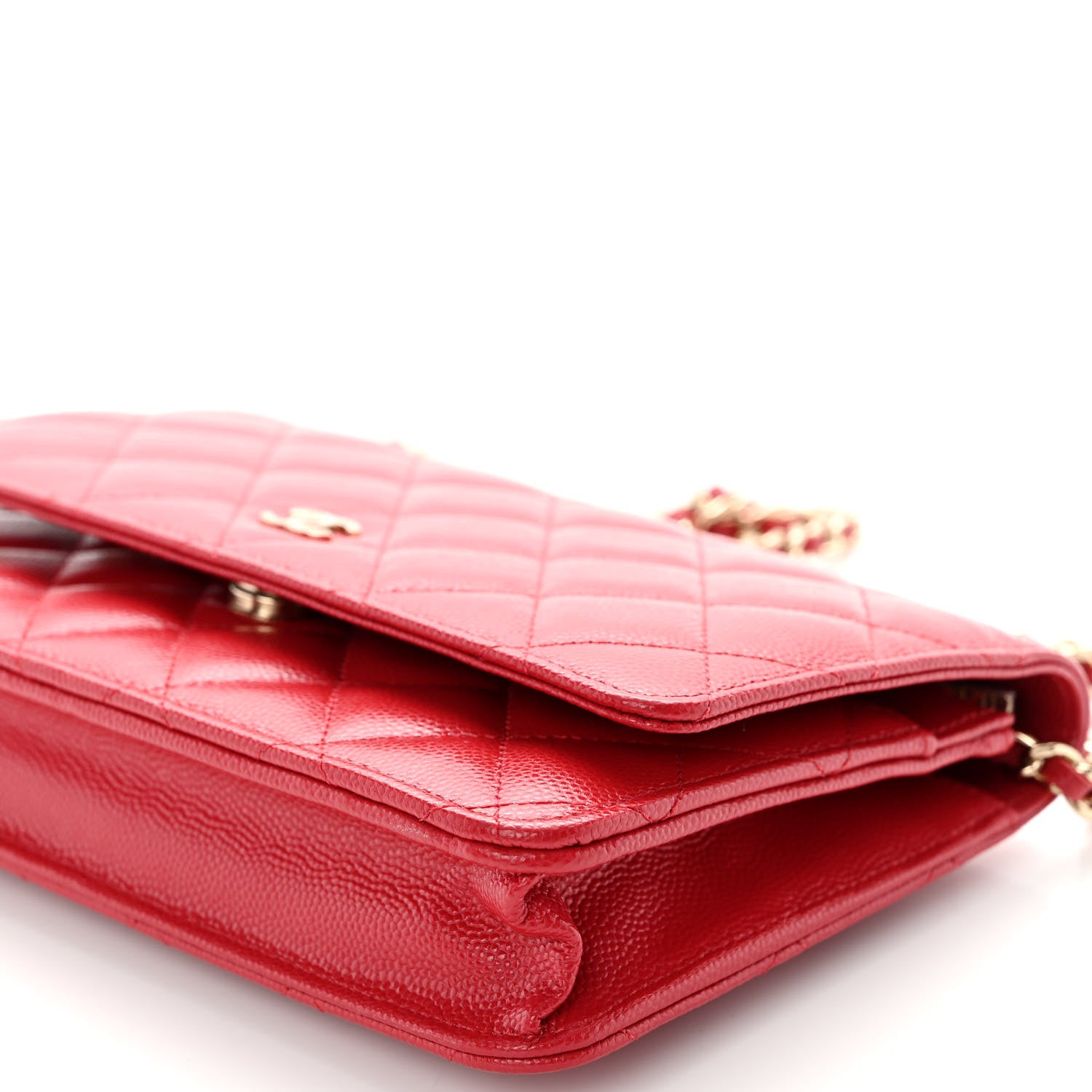 Chanel Caviar Quilted Wallet on Chain WOC Red 11 of 12