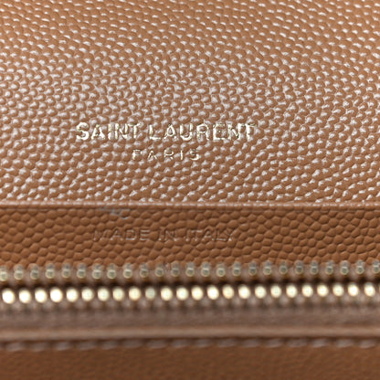 Saint Laurent Grain De Poudre Matelasse Chevron Monogram Chain Wallet Dune 6 of 14