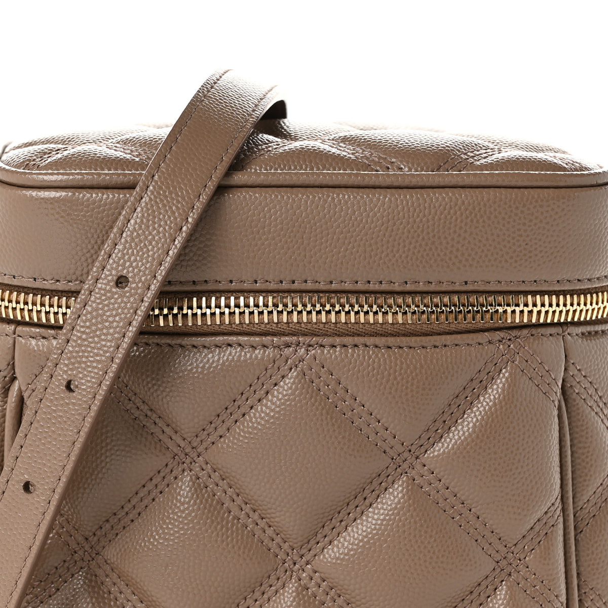 Saint Laurent Grain de Poudre Quilted 80's Vanity Bag Dark Beige 8 of 10