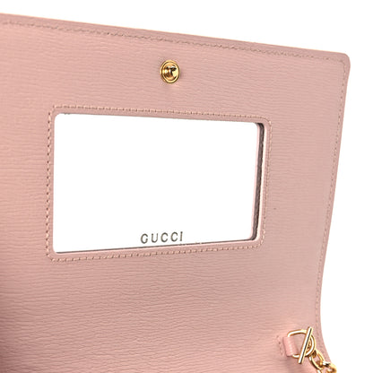Gucci Textured Calfskin Script Logo Wallet On Chain Light Pink 6 of 10