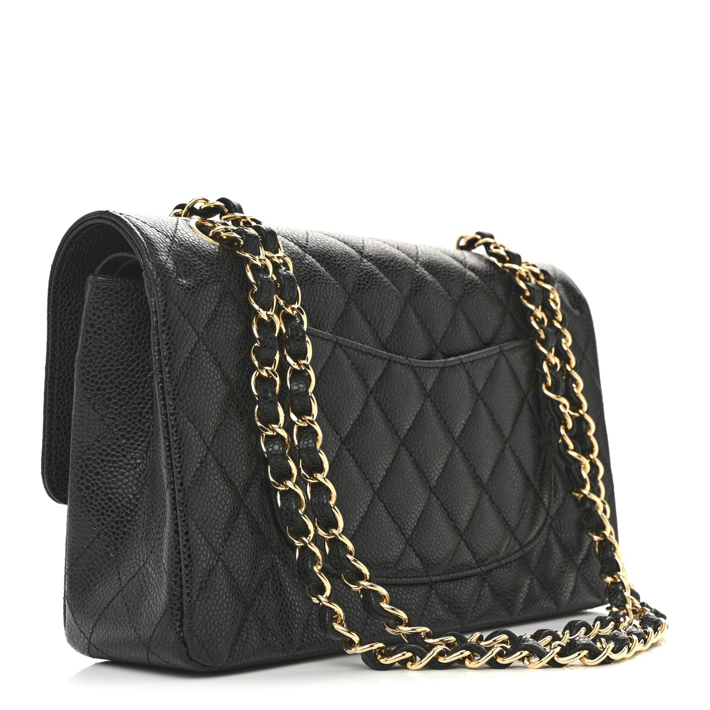 Caviar Quilted Medium Double Flap Black