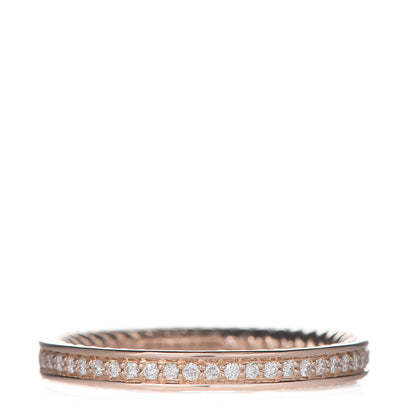 David Yurman 18K Rose Gold Diamond 2mm Eden Wedding Band Ring 53 6.25 1 of 4