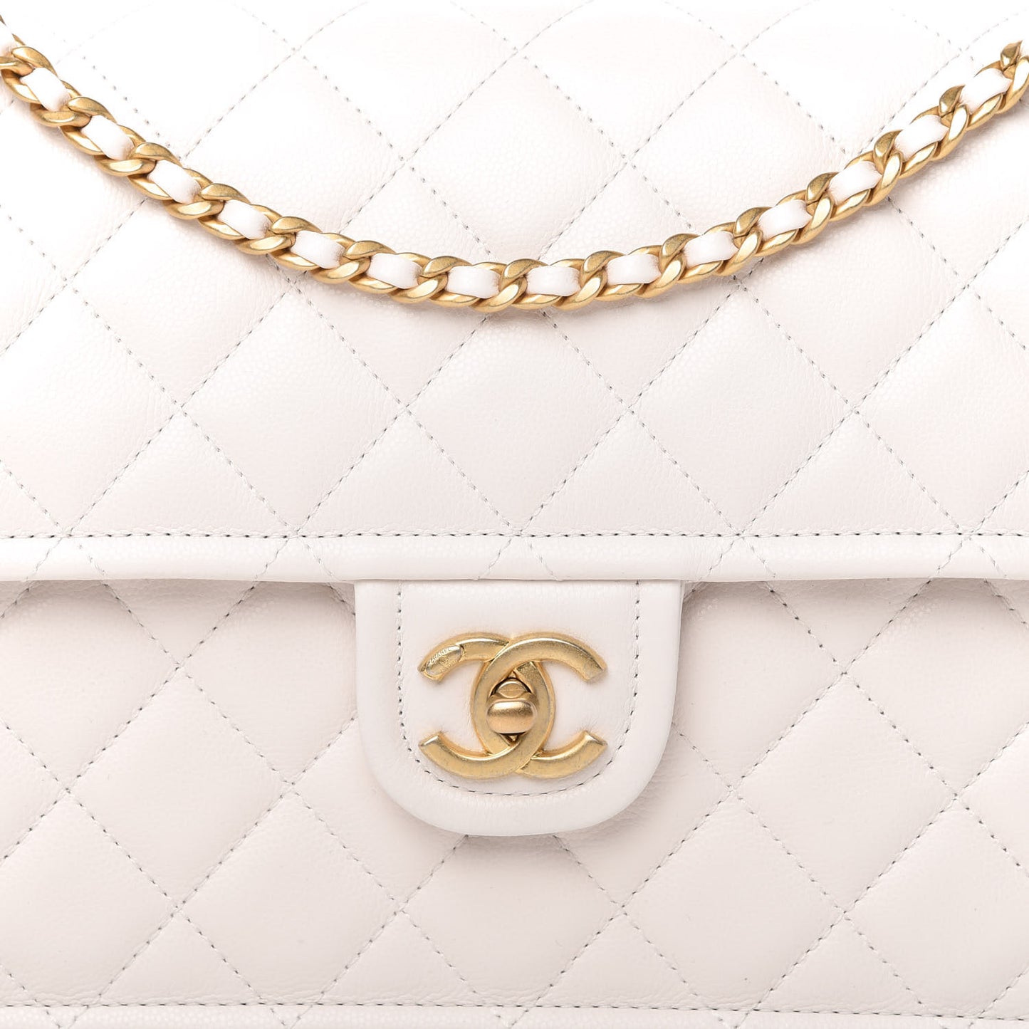 Caviar Quilted Large Sweet Classic Flap White