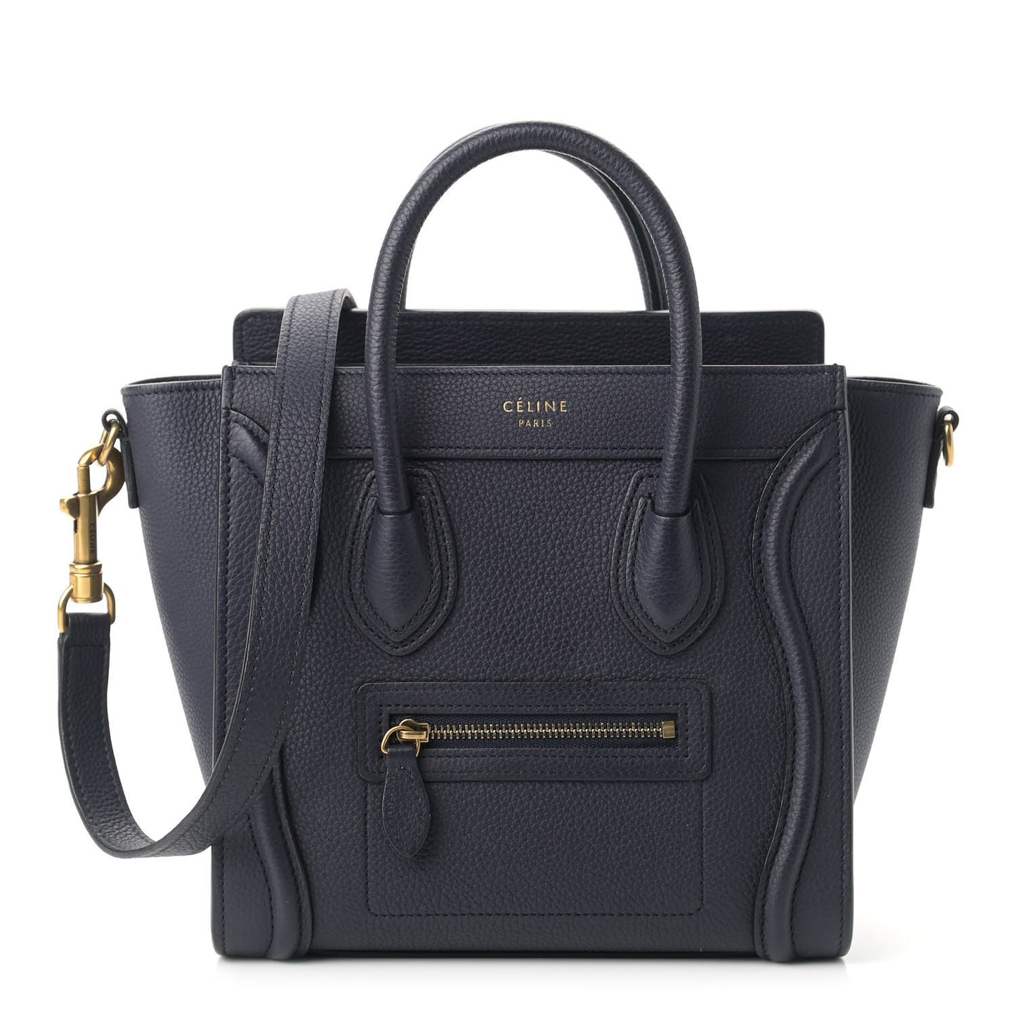 Drummed Calfskin Nano Luggage Navy Blue
