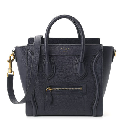 Celine Drummed Calfskin Nano Luggage Navy Blue 1 of 9