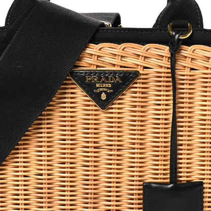 Prada Wicker Canvas Tote Naturale Black 7 of 9