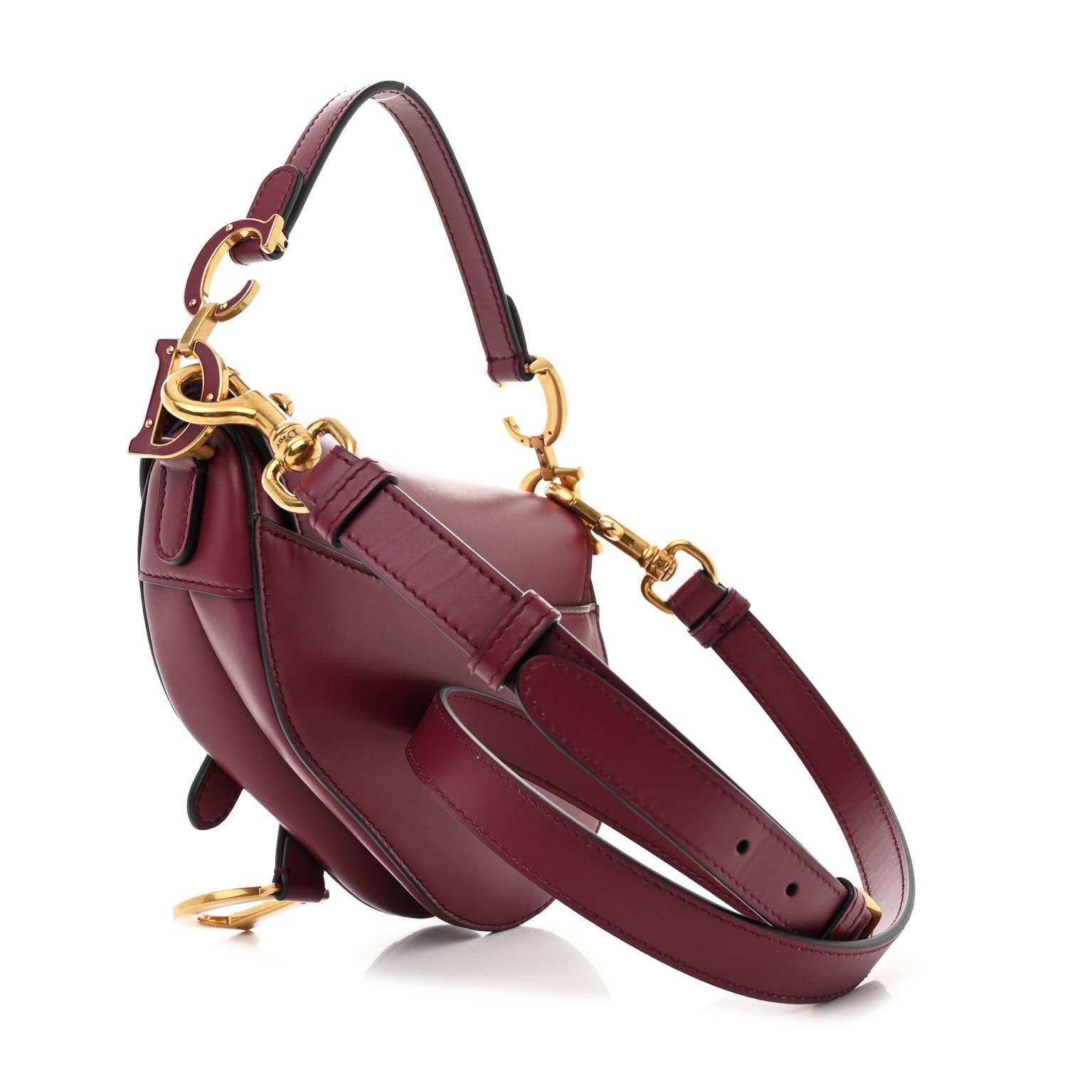 Christian Dior Supple Calfskin Mini Saddle Bag With Strap Purple 3 of 11